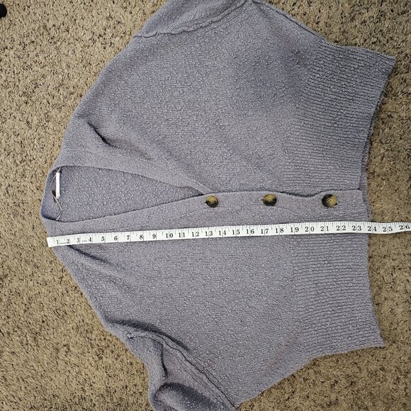 Free People Found My Friend Blue Boucle Textured Oversized Cropped Cardigan S - Picture 10 of 10